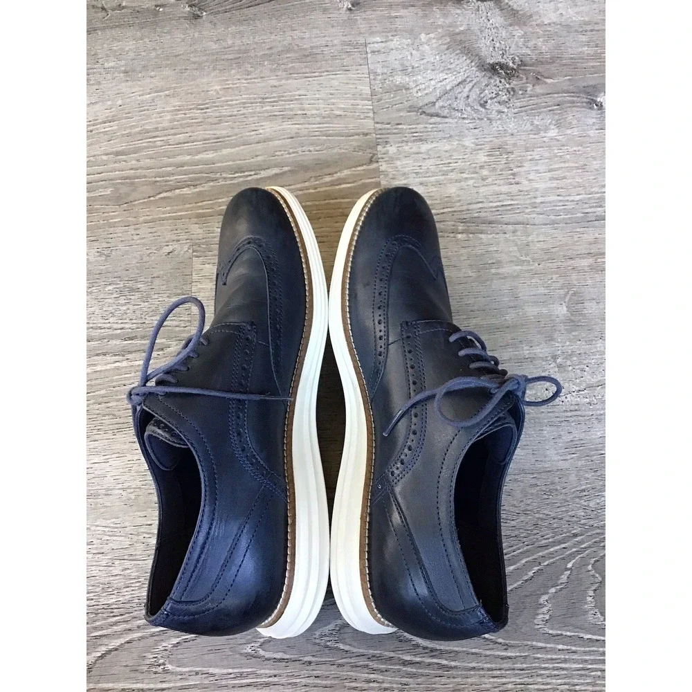 Cole Haan Zerogrand Men's 10 M Wing Ox Wingtip Oxford Blue Leather Shoes C30563